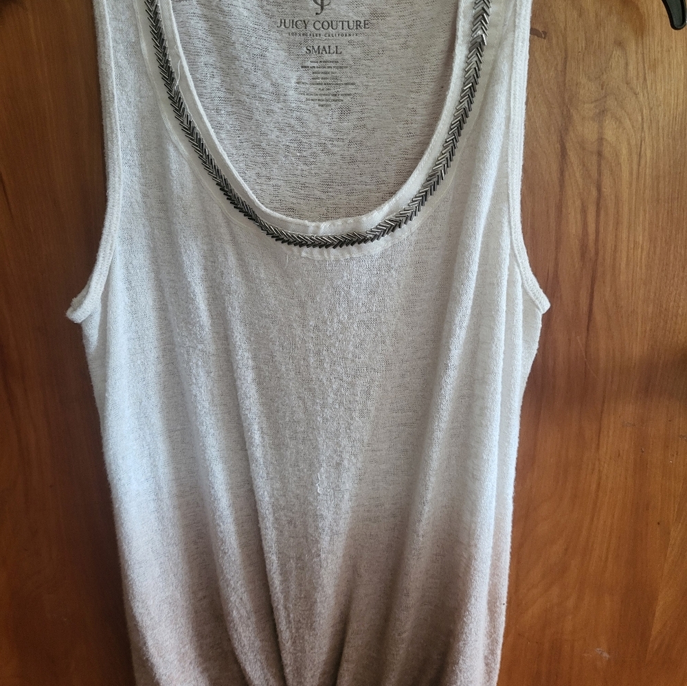 Juicy Couture sleeveless top with silver beads around the neckline. Size…